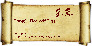 Gangl Radvány névjegykártya